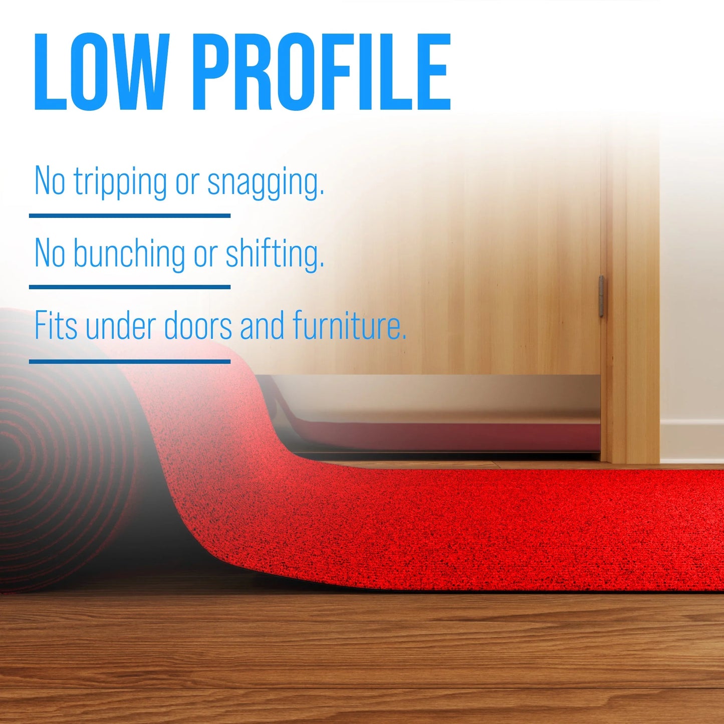 Extra-Long Custom-Length Non-Slip Runner Rug with Dirt-Trapping Grooves. Heavy-Duty, Absorbent, and Stain-Resistant. Perfect for Entryways, Hallways, Patios, and Offices. 24 in X 5 ft, Red